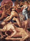 Rosso Fiorentino Canvas Paintings - Moses Defending the Daughters of Jethro